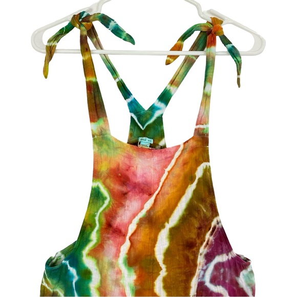 Handmade Geode Tie Dye Romper Shorts Womens XS Jumper Jumpsuit Pockets Multi - Picture 3 of 14